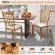 Natural rubber wood dining chairs with linen upholstery, featuring an ergonomic high backrest and classic farmhouse.