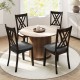 Gray linen fabric upholstered dining chairs set of 4 with rubber wood frame, featuring X-shaped design for comfort.