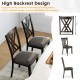 Set of two gray linen fabric upholstered wooden dining chairs with ergonomic high backrest for comfort and support.