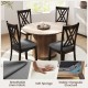 Gray linen fabric upholstered dining chairs set of 4 with rubber wood frame and ergonomic high backrest for comfort.