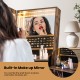 Lockable freestanding jewelry organizer with built-in makeup mirror and LED lights, ideal for stylish storage and.