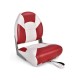 Low back boat seat in red and white with thick high-density sponge padding, perfect for fishing trips and easy.