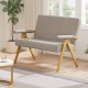 Gray loveseat sofa with armrests and wooden legs, featuring soft sherpa fabric, ideal for small spaces.