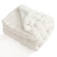 Luxury fuzzy plush rabbit fur bubble blanket in white, featuring double-sided design for cozy warmth and comfort.