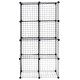 DIY 8 cube grid wire shelves in black, featuring interlocking design for versatile storage and organization solutions.