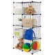 8 cube grid wire storage shelves in black, showcasing toys and storage baskets for versatile home organization.