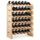 Stackable wooden wine rack holding 36 bottles, featuring a wobble-free design and made of durable pine for home use.