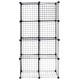 Black DIY 8 cube grid wire storage shelves with interlocking design for versatile organization and easy assembly.