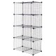 Black DIY 8 cube grid wire shelves made from steel wire, offering flexible storage solutions for home organization.