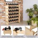 36-bottle stackable wooden wine rack made of durable pine, featuring wobble-free design and arc-shaped bottle holders.