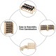 Modular wooden wine rack designed to hold 36 bottles, featuring a sturdy construction and elegant arc-shaped design.