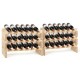 36-bottle wooden wine rack displaying an angled view, featuring a wobble-free design and durable pine for stylish.