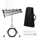 30-note percussion glockenspiel with adjustable stand, mallets, and carrying bag, ideal for beginners and practice.