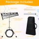 30-note percussion glockenspiel with adjustable metal stand, practice drum, mallets, and carrying bag for easy.