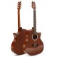 41-inch acoustic guitar with sapele body, cutaway design, and chrome-plated pegs, ideal for various music styles.