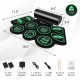 Electronic drum set with 9 pads, 2 speakers, and USB connection, ideal for kids' music practice and entertainment.