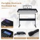 61-key portable electronic keyboard set with stand and stool, featuring 2 built-in speakers and clear LCD display.
