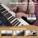 61-key portable electronic keyboard piano with light-up keys, stand, and stool for beginners to pros, enhancing musical.