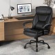 Massage executive office chair in black with ergonomic support, 6 vibrating points, and adjustable height for comfort.