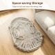 Macrame swing chair in beige, showcasing space-saving storage and removable cushions, perfect for indoor or outdoor use.