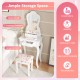 Makeup dressing table with fan-shaped mirror, 3 drawers, and cushioned stool in white for elegant storage and decor.