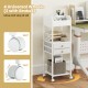 Makeup organizer cart with 7 compartments, 2 drawers, and 4 wheels for easy mobility, perfect for skincare and beauty.