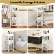 Makeup organizer cart in white with 7 compartments and 2 drawers, perfect for cosmetics and skincare storage.