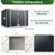 Metal outdoor storage shed with lockable door, 7.5 x 6.3 FT, gray color, ideal for organizing outdoor spaces.