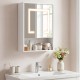 Medicine cabinet with mirror and 3-color LED lights, featuring an adjustable shelf and wall-mounted design for.