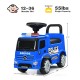 Blue Mercedes Benz kids ride-on push police car with storage, sounds, and sturdy design for toddlers aged 12-36 months.
