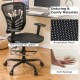 Black mesh drafting chair featuring adjustable armrests, foot-ring, and breathable materials for ergonomic comfort.