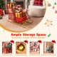 Metal Christmas Santa sleigh basket with ample storage for gifts and ornaments, featuring a red frame and golden base.