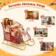 Metal Christmas Santa sleigh basket with ample storage for gifts, featuring a red frame and golden base, perfect for.
