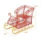 Red metal Christmas Santa sleigh basket with golden base, featuring 2-tier design for gift storage and holiday decor.