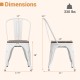 Dimensions of stackable metal dining chair with wood seat and detachable backrest, supports up to 330 lbs.