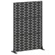 Freestanding black metal privacy screen, 72 x 48 inches, featuring a hollowed design for ventilation, ideal for indoor.