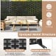 Freestanding black metal privacy screen with hollowed surface and H-shaped legs for outdoor and indoor use.