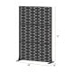 Metal privacy screen, 72 x 48 inches, showcasing dimensions and robust H-shaped legs for versatile indoor or outdoor.