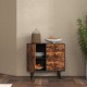 Mid-century wood storage cabinet showcasing a vintage finish, with a two-tier door and smooth sliding drawers for easy.