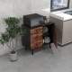 Mid-century wood storage cabinet featuring 3 drawers and a 2-tier door cabinet, ideal for organizing daily necessities.