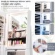 360° rotating mirrored jewelry cabinet armoire in white with built-in 3-color LED lights for convenient makeup.