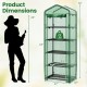 Mini greenhouse with 5 tier shelves in green, featuring a roll-up door and compact design for balconies or terraces.