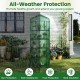 Portable green mini greenhouse with 5 tier shelves, rustproof frame, and weather protection for balcony gardening.