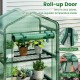 Mini greenhouse with roll-up door, 5 tier shelves, and PE grid cover for optimal plant growth and airflow control.