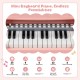 Mini Keyboard Piano with 25 keys in pink, featuring 6 tones and 22 demos, perfect for toddlers' music play.