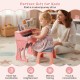 Mini keyboard piano for kids in pink with 25 keys, matching stool, and music stand for toddlers' musical fun.