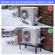 Adjustable black ground stand for mini split AC units, elevating to avoid snow and water for stable operation.