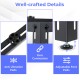 Adjustable foot pads and anti-vibration pads on a black mini split ground stand for ductless AC units.