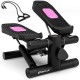 Mini stepper with adjustable height and resistance bands for home exercise, featuring anti-slip pedals and compact.