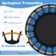 Mini trampoline for toddlers with foam-padded handle, safety cover, and strong stretchy latex bands for injury.